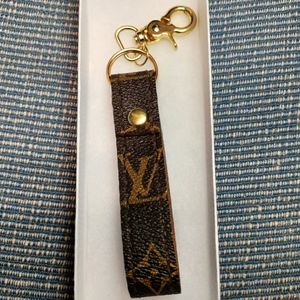 Upcycled Repurposed Authentic Louis Vuitton keychain , made from an authentic Lo